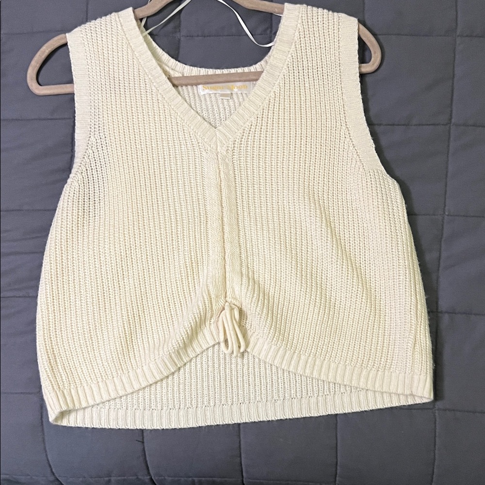 Elegant Cream Knit Tank Top
